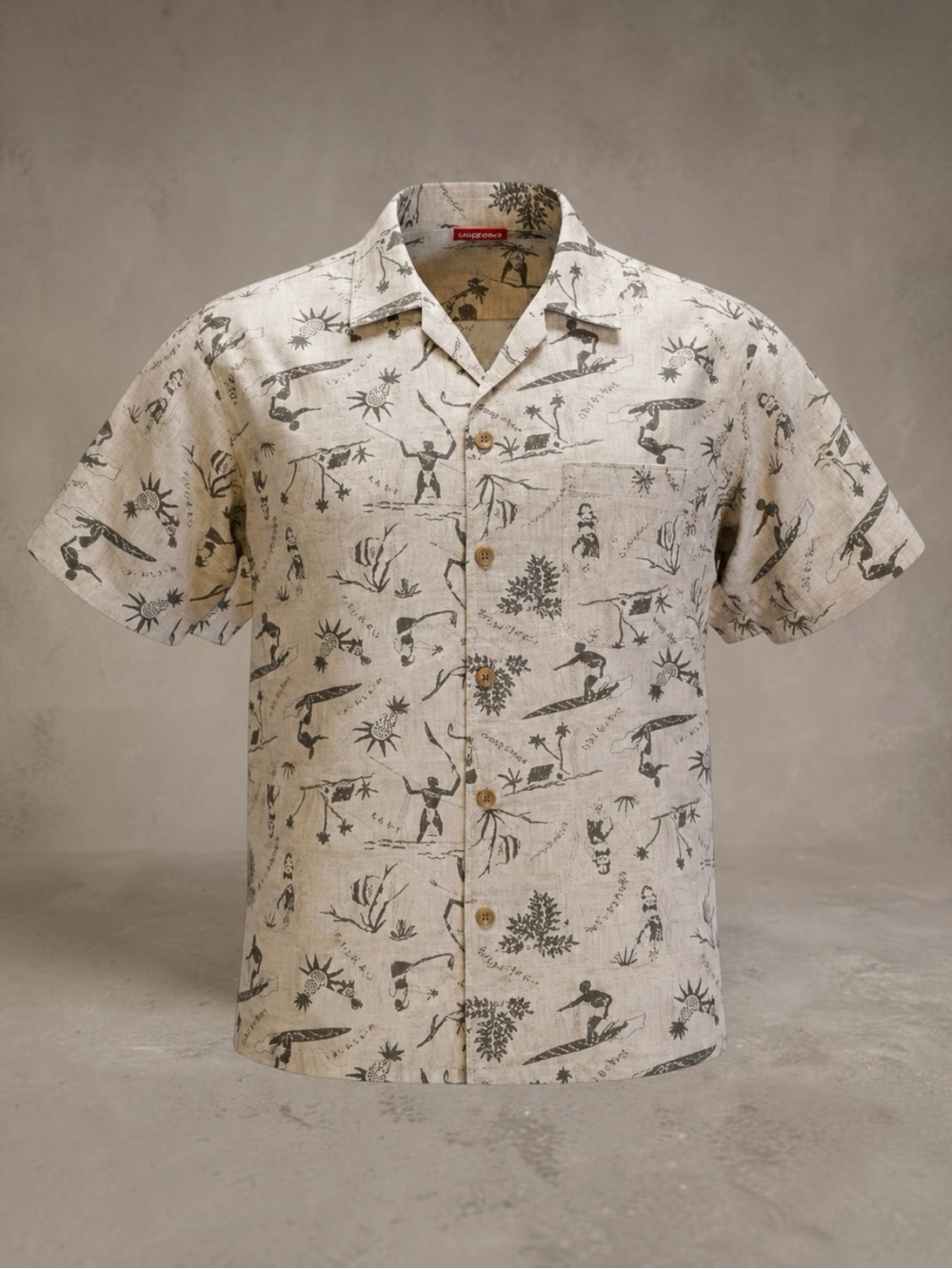 Vintage Unionbay Hawaiian Shirt Tan 90s Retro Surf 100% Cotton Casual Beach M